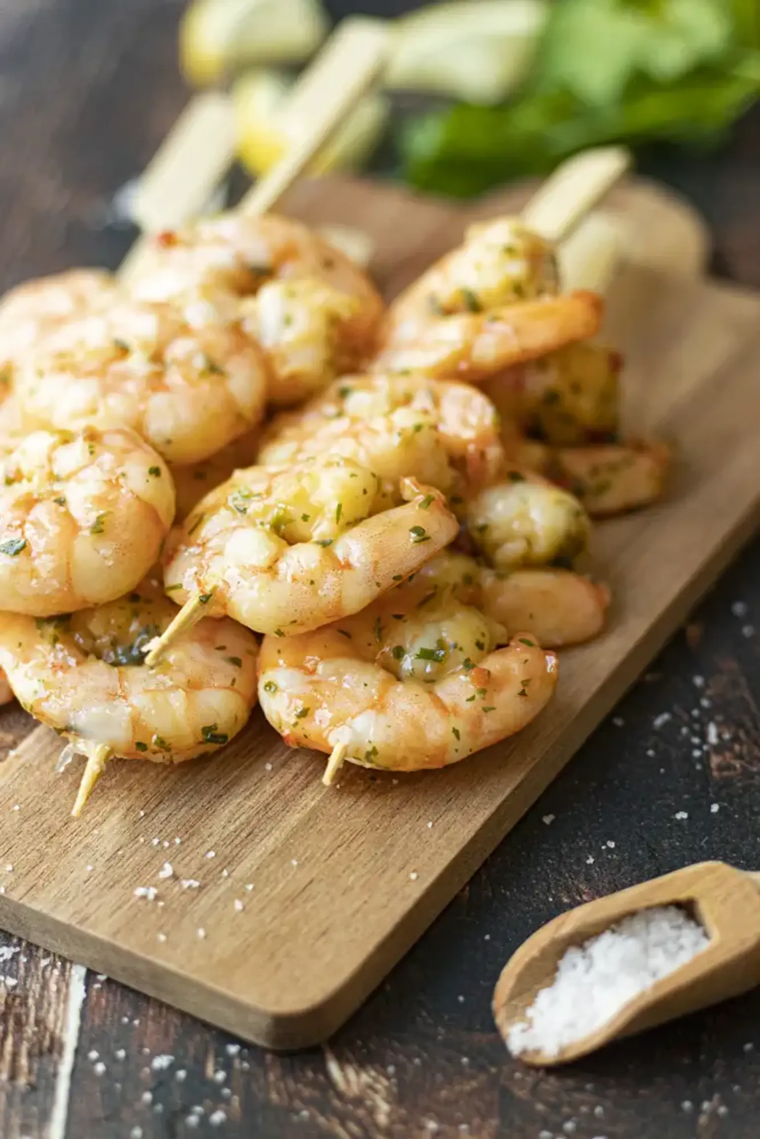 brochettes de crevettes aux citrons et fines herbes